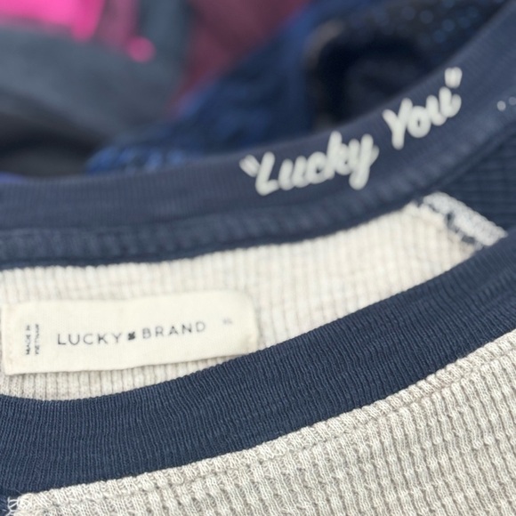 Mens Lucky Brand Baseball Raglan Long Sleeve Tee Gray/Black Size XL - Picture 4 of 4